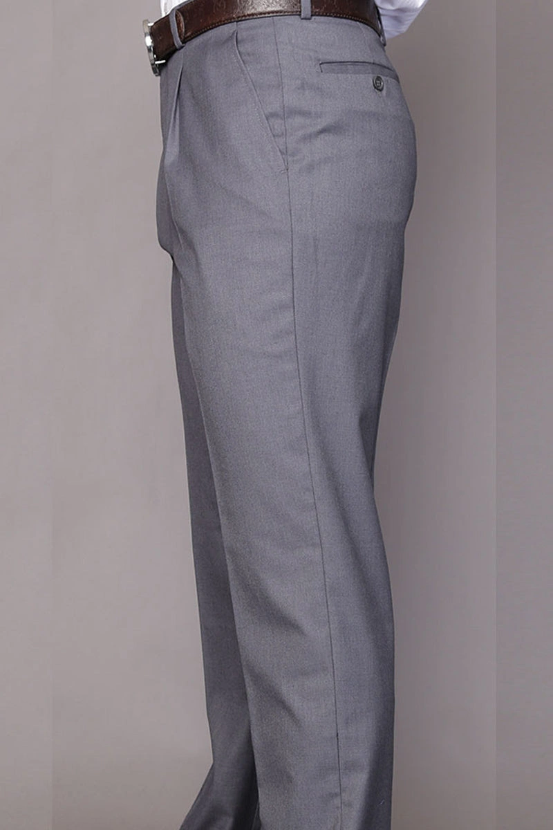 Pantalón de vestir clásico de lana 100% para hombre tallas grandes gris carbón elegante y cómodo